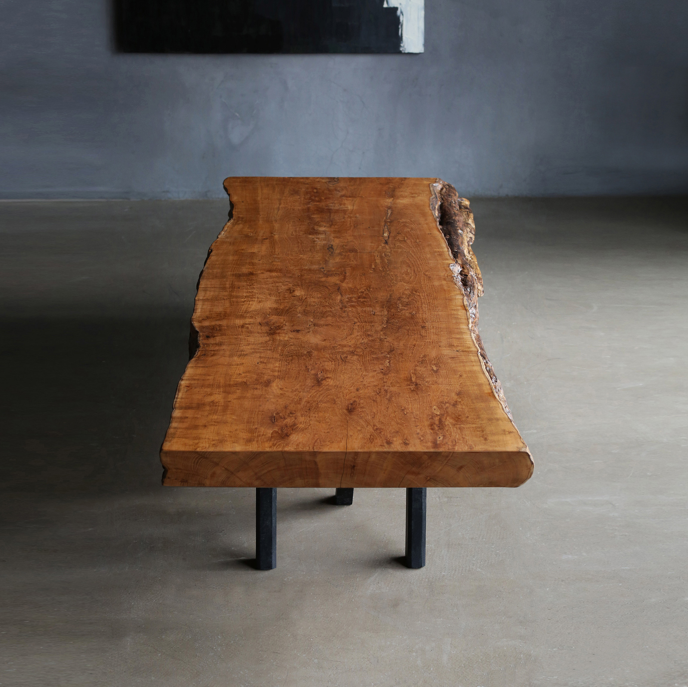 朴室 侘寂风中古风别墅民宿家具 收藏级瘤纹柚木原木大板餐桌茶桌