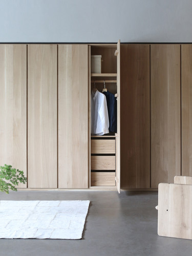朴室现代简约侘寂风法国白橡木希尔巴赫别墅全屋定制实木衣柜整体