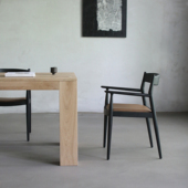 朴室侘寂风中古风北欧现代简约意式 极简真皮家用实木餐椅椅子