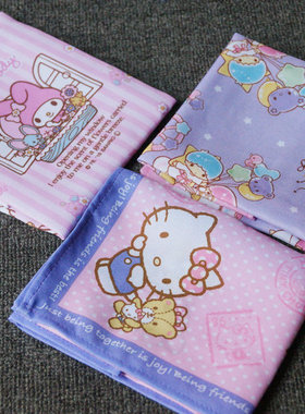 日单KITTY双子星MELODY包囊巾 多用途 卡通桌布便当盒包裹巾餐巾