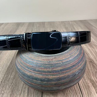 嬉皮士男士黑色鳄鱼纹皮带自动扣商务时尚腰带