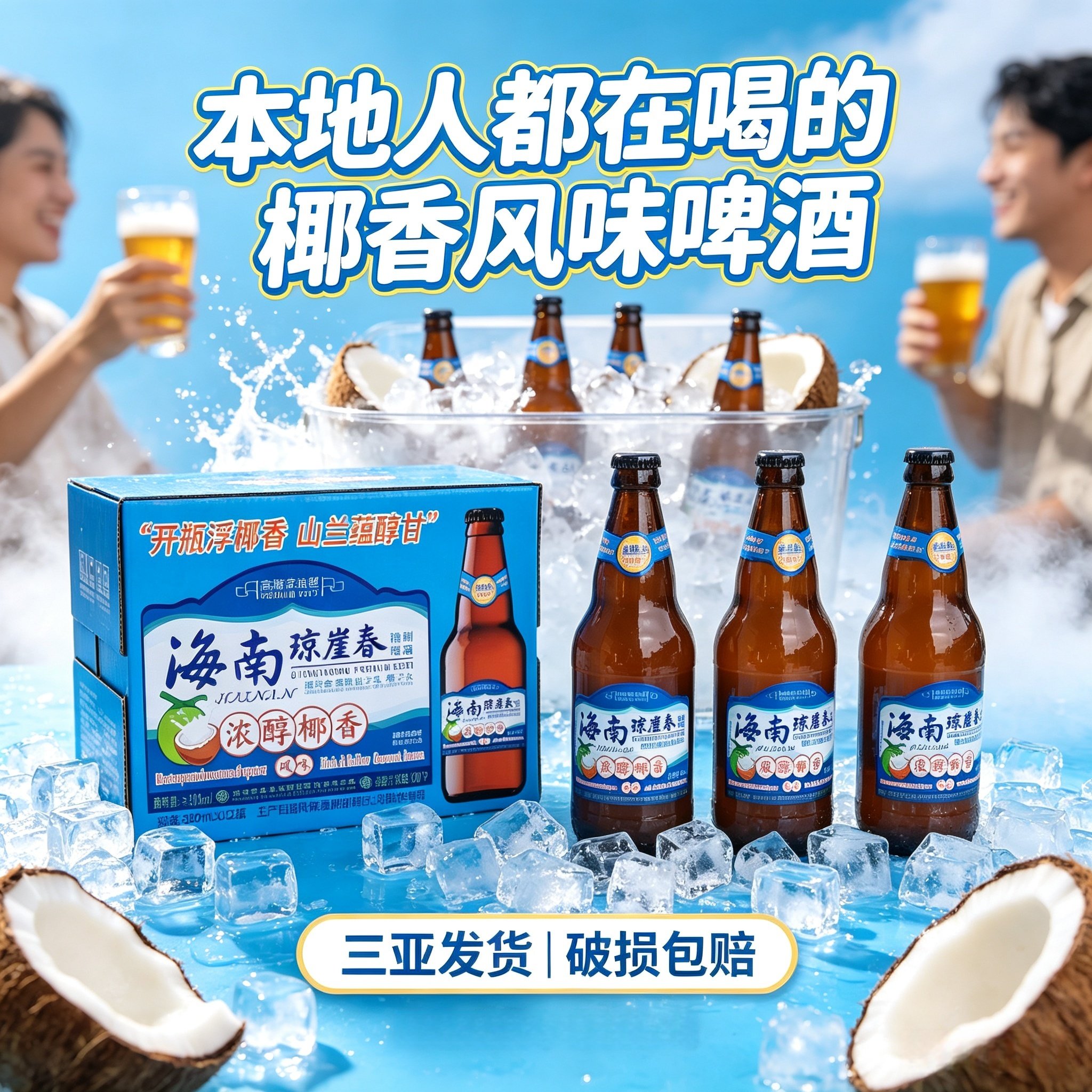 海南椰香啤酒500ml*12瓶 高端浑浊型醇香精制海南椰琼崖春香啤酒