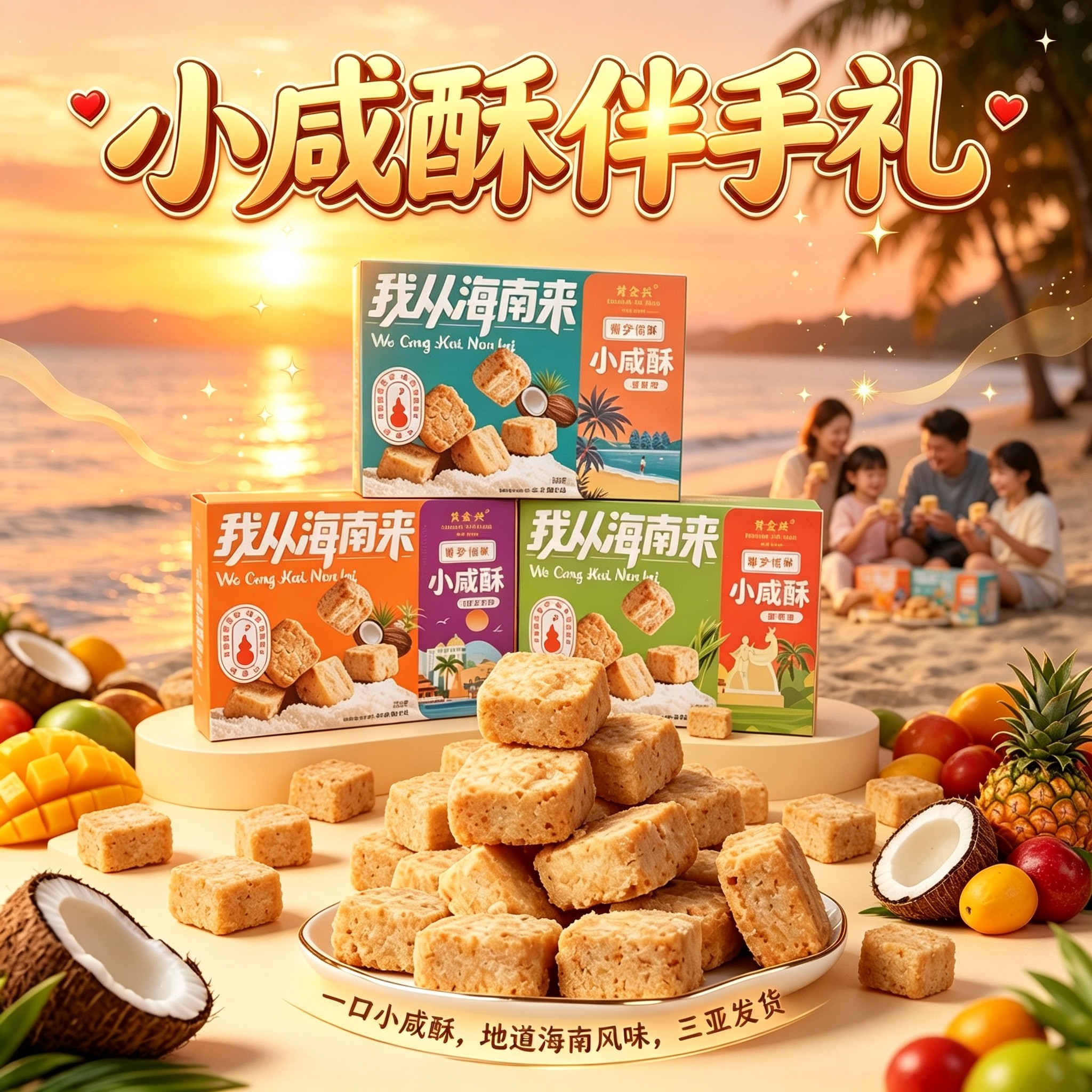 斑斓小咸酥椰子酥糕点心零食小吃图片