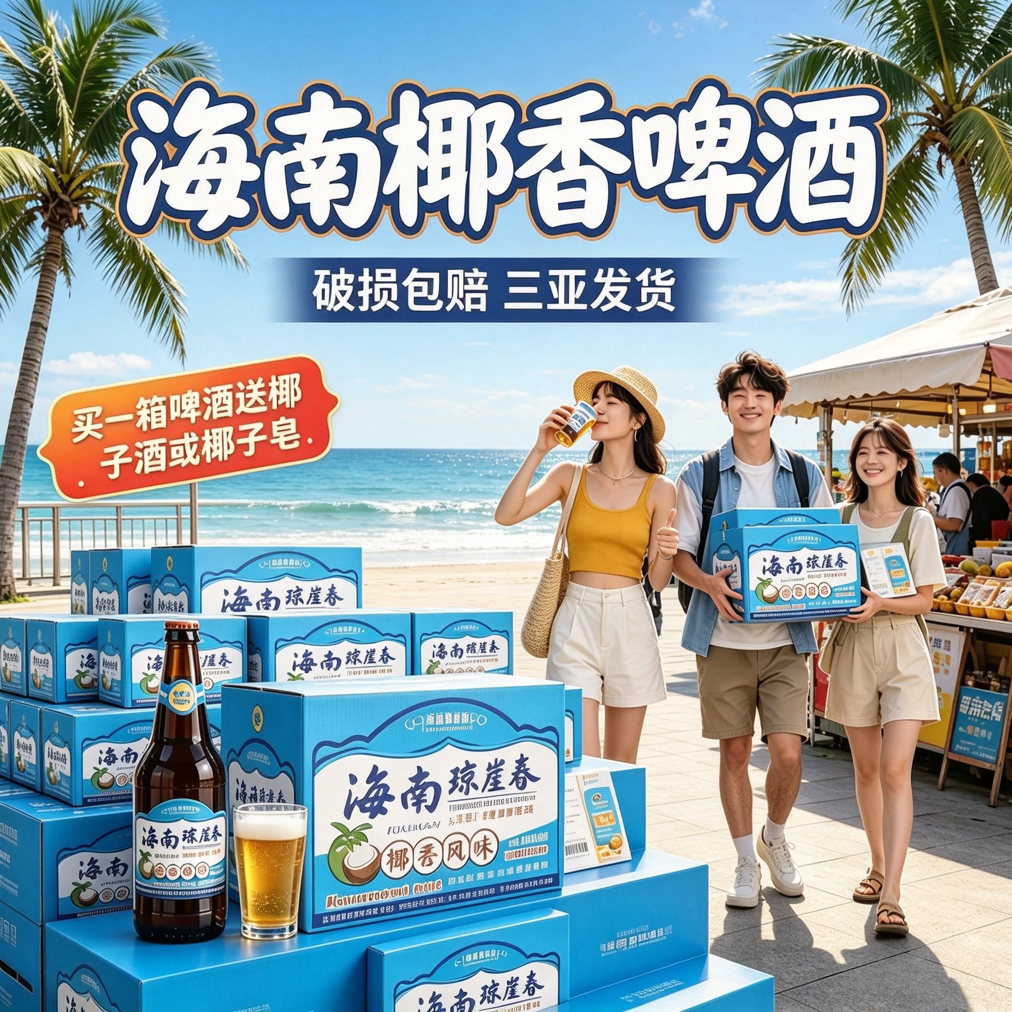 海南椰香啤酒500ml*12瓶 高端浑浊型醇香精制海南椰琼崖春香啤酒