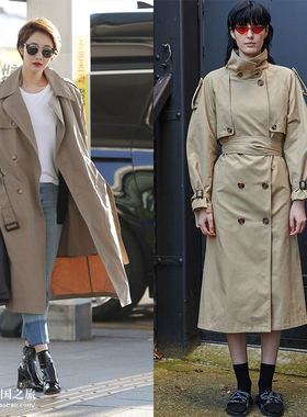 高俊熙4色INSTANTFUNK韩国正品代购 18秋双排扣腰带格纹风衣外套