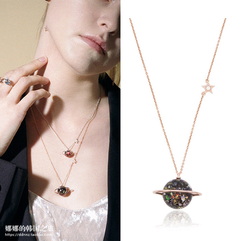 设计师品牌风宇宙星球环绕项链