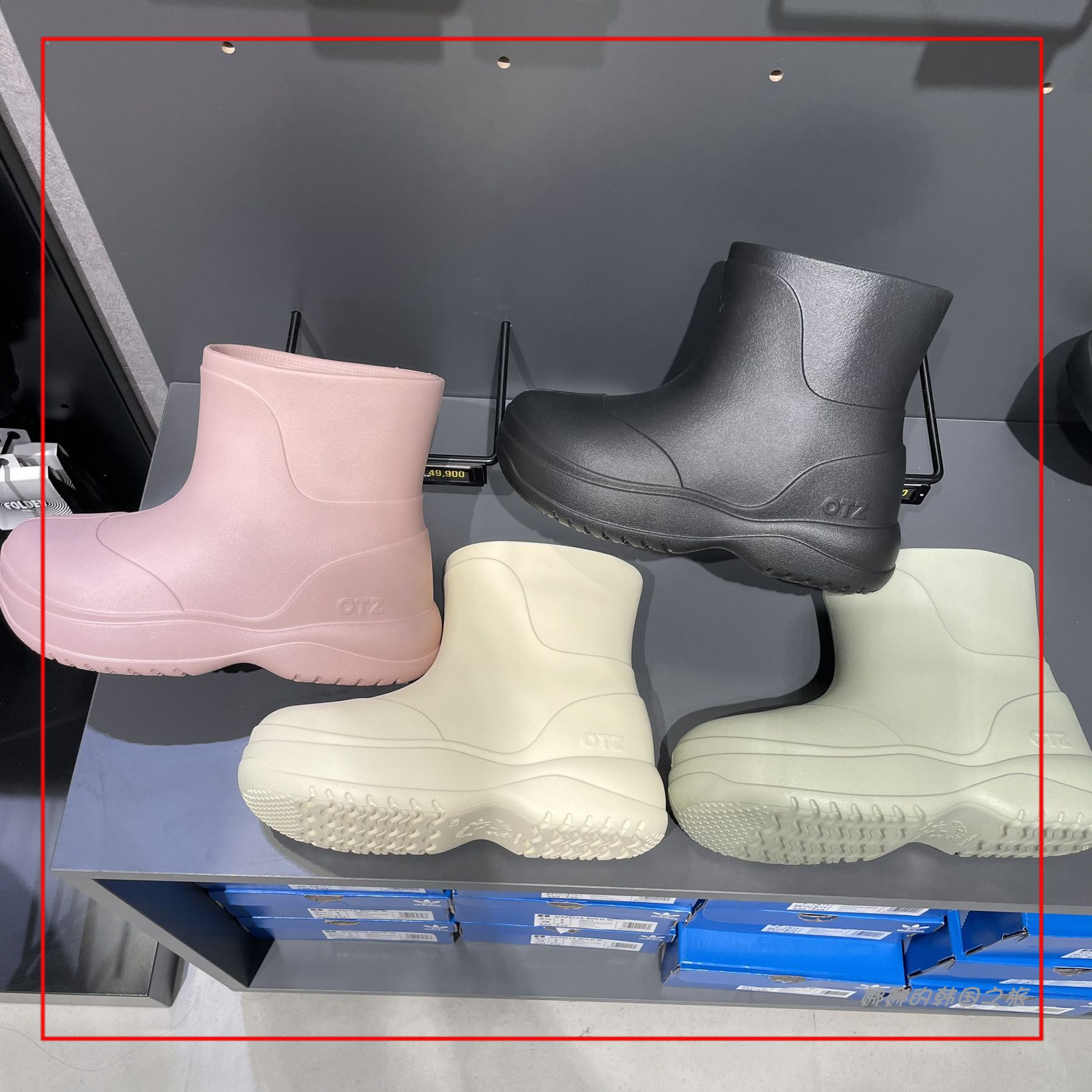 韩国代购OTZ厚底雨鞋 大头 丑萌鞋 雨靴 短靴 可爱 增高 户外防水