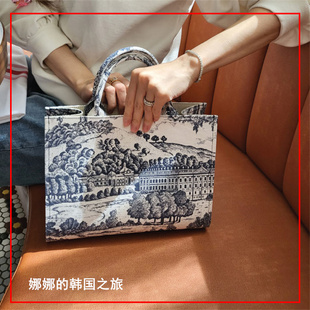 韩国小众设计师品牌正品代购billiontem印花图单肩手提托特包S号