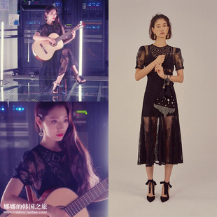 回忆朴信惠同款 阿尔罕布拉宫 透视蕾丝长连衣裙春夏 代购 韩国正品