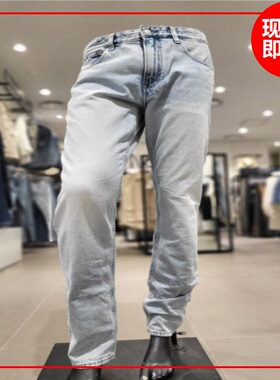 韩国代购CK JEANS青春潮男款棉石磨水洗浅色直筒牛仔裤长J325412