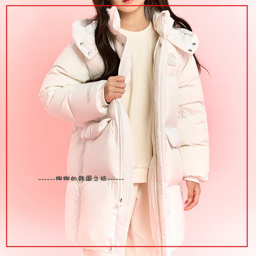 韩国代购MLB 羽绒服儿童男女保暖时尚休闲连帽外套长款7ADJB0236