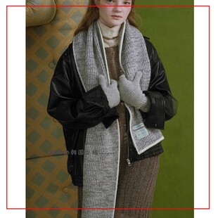 韩国代购rockfish 冬纯色简约针织围巾围脖温暖舒适少女百搭单品