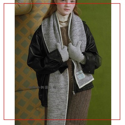 韩国代购rockfish 冬纯色简约针织围巾围脖温暖舒适少女百搭单品