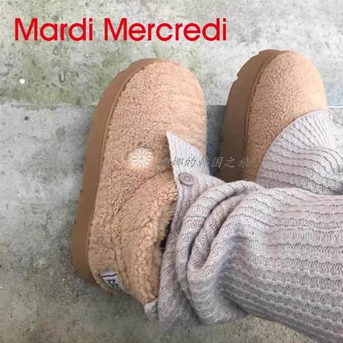 雏菊刺绣毛绒雪地靴女款