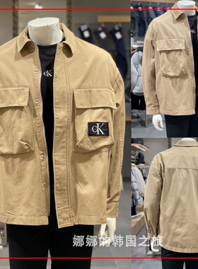 韩国直邮CK Jeans凯文克莱23春男翻领多口袋LOGO衬衫外套J322476