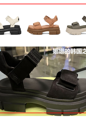 韩国代购正品UGG女款Ashton休闲粗跟露趾魔术贴厚底凉鞋1136764