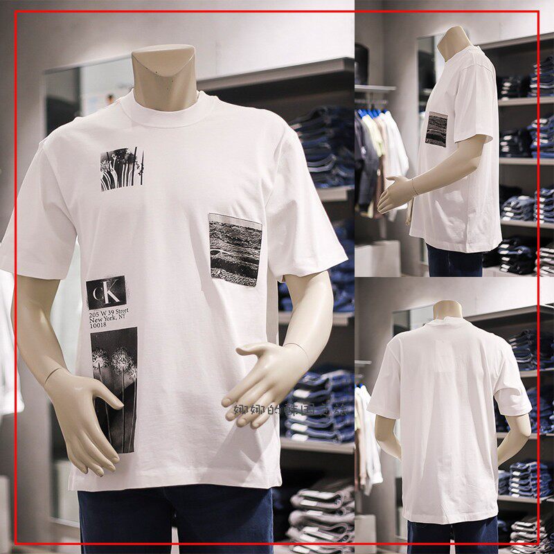 韩国代购CK JEANS男士夏季时尚潮流纯棉短袖休闲T恤J322868