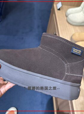 韩国代购rockfish 复古简约经典雪地靴超短筒厚底增高4cm保暖棉鞋