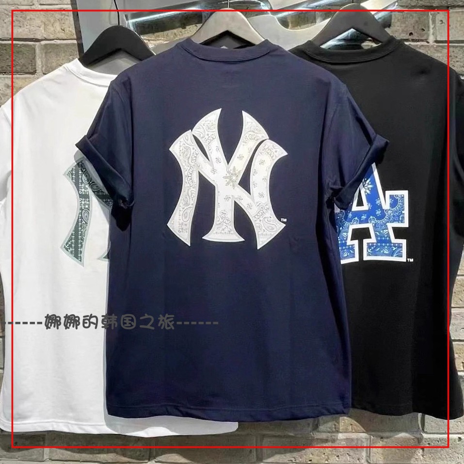 韩国代购MLB New Era纽亦华 运动LOGO印花短袖T恤男女款13546479