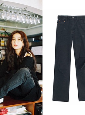 姜涩琪 金度延同款 INSTANTFUNK韩国正品代购宽松破洞阔腿牛仔裤