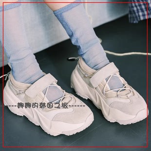 通勤时尚 韩国代购 机能风 魔术贴绑带厚底休闲鞋 增高6cm rockfish