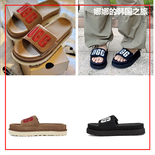 韩国代购正品UGG女款拉顿厚底拖鞋字母时尚增高沙滩凉鞋1110110