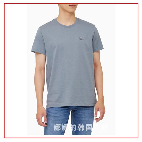 CK JEANS韩国代购直邮23春男圆领小标LOGO纯色宽松短袖T恤J320988