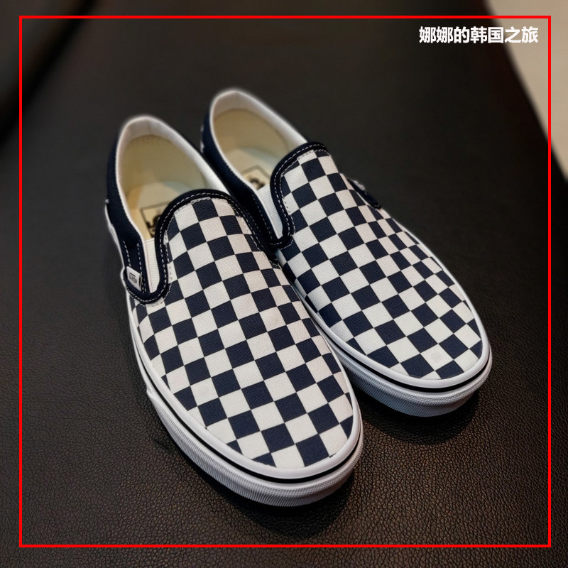韩国代购VANS范斯SLIP-ON经典棋盘格一脚蹬帆布滑板鞋VN0A5JMHARY