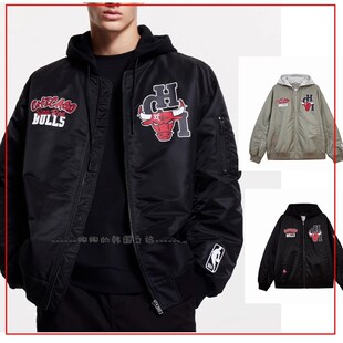 Jack Jones/杰克琼斯NBA联名公牛队连帽夹克棒球服外套 224309013