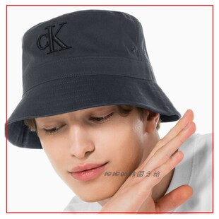 CK JEANS韩国代购直邮 22夏男女刺绣纯棉防晒遮阳渔夫帽子40W3292