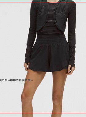 韩国代购lululemon Shake It Out 女士跑步高腰短裤2.5