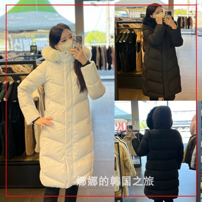 NEPA 韩国代购直邮 22冬女士户外毛领防水长款鸭绒羽绒服7I82059