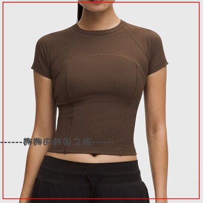 韩国代购lululemon露露乐蒙Ribbed Nulu 短款罗纹短袖T恤LW3KNOS