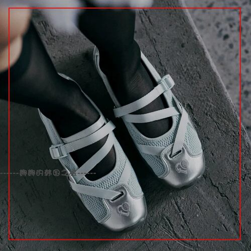 韩国代购flct Leto strap 玛丽珍 交叉 魔术贴 可爱 方头日常单鞋