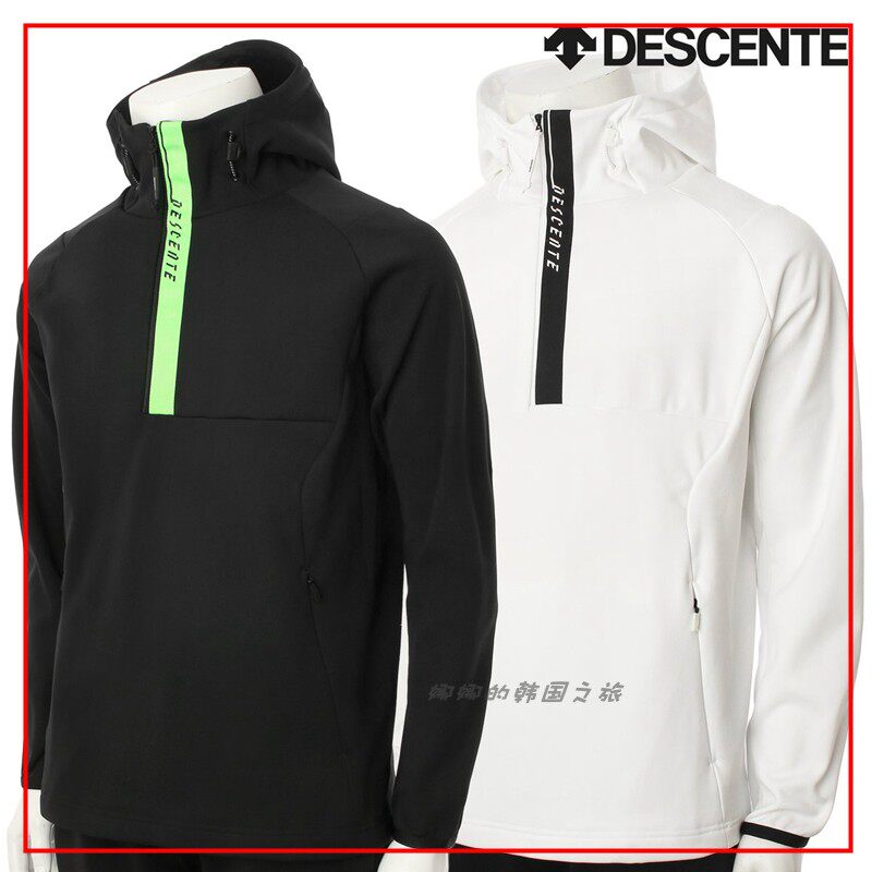 韩国代购直邮男士连帽半拉链薄绒运动套头衫SM121THD11