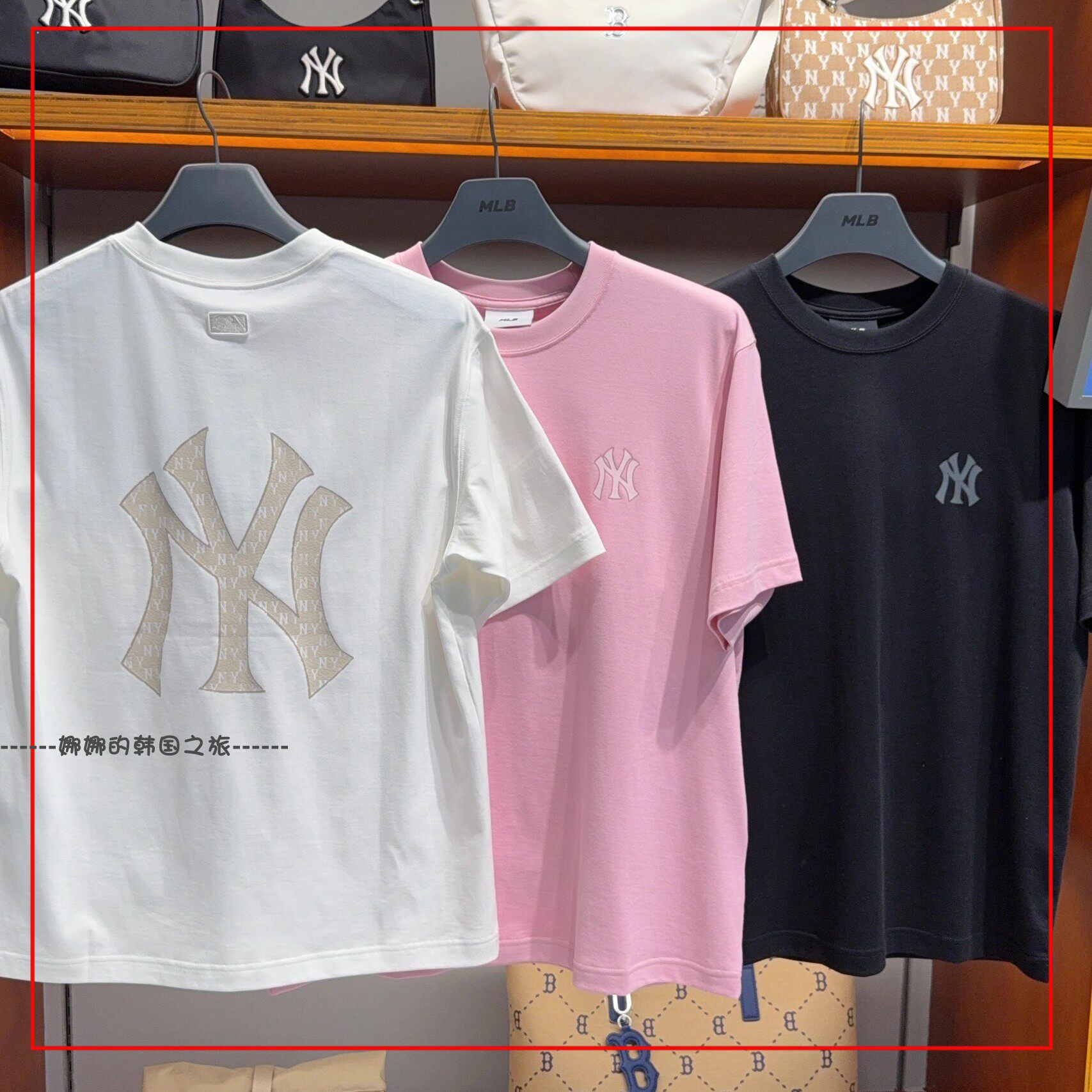 韩国代购MLB 男女情侣款NY印花纯棉休闲运动短袖T恤3ATSM0454