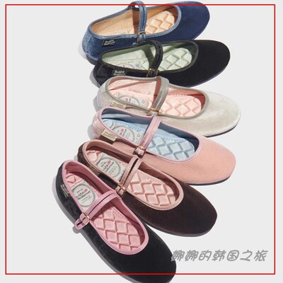 新款魔术贴2024秋丝绒玛丽珍鞋