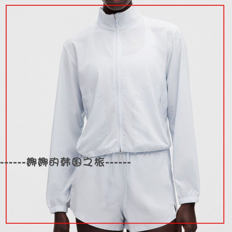 韩国代购lululemon 女士纹理网眼跑步防晒衣2.5分短裤套装LW3KGLS