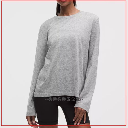 韩国代购lululemon Swiftly Relaxed女士运动宽松长袖T恤LW3JE9S