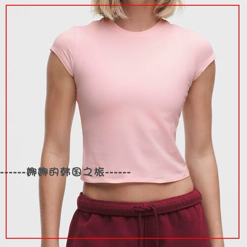 韩国代购lululemon露露乐蒙女士棉质短袖运动休闲短款T恤LW3ILWS