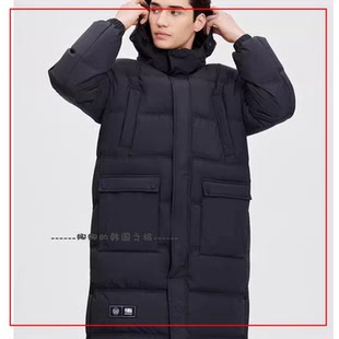 韩国代购NBA金州勇士队 印花运动厚外套连帽长款羽绒服男女同款