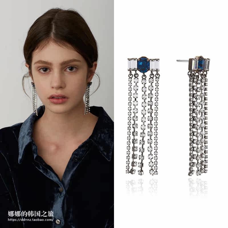 韩国正品代购vintage hollywood新品水晶瀑布雨惊叹滴宝石耳环
