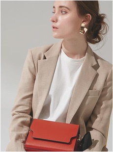 韩国正品代购 邮MARGESHERWOOD设计师品牌牛皮单肩斜跨多色小方包