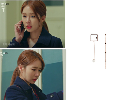 鬼怪刘仁娜同款不对称方形耳环