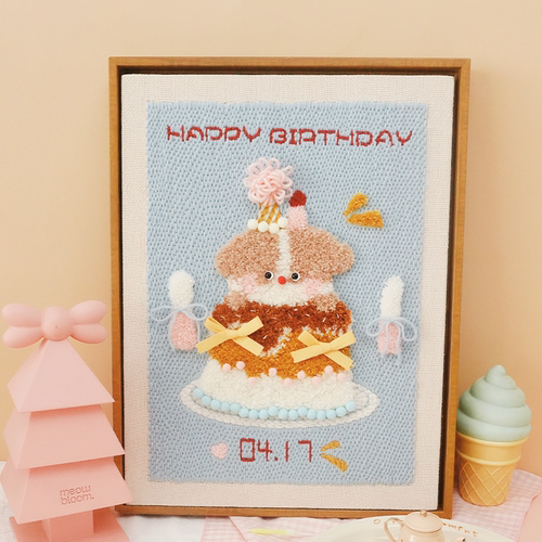 哈尼手工毛线画戳戳绣diy挂画浪漫生日蛋糕装饰画摆件情侣戳戳乐