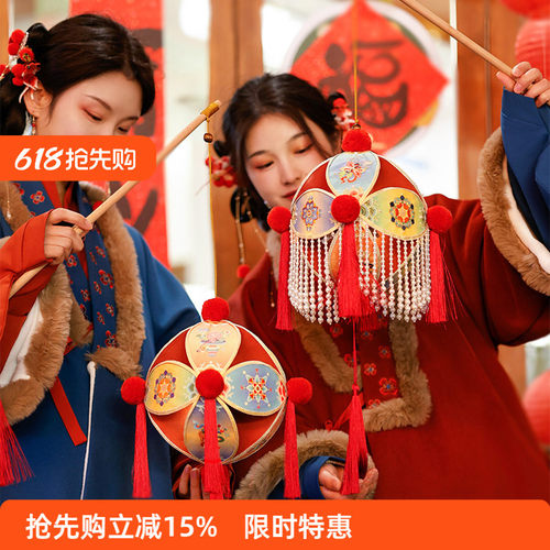古风滚灯材料包新年小竹编布灯笼