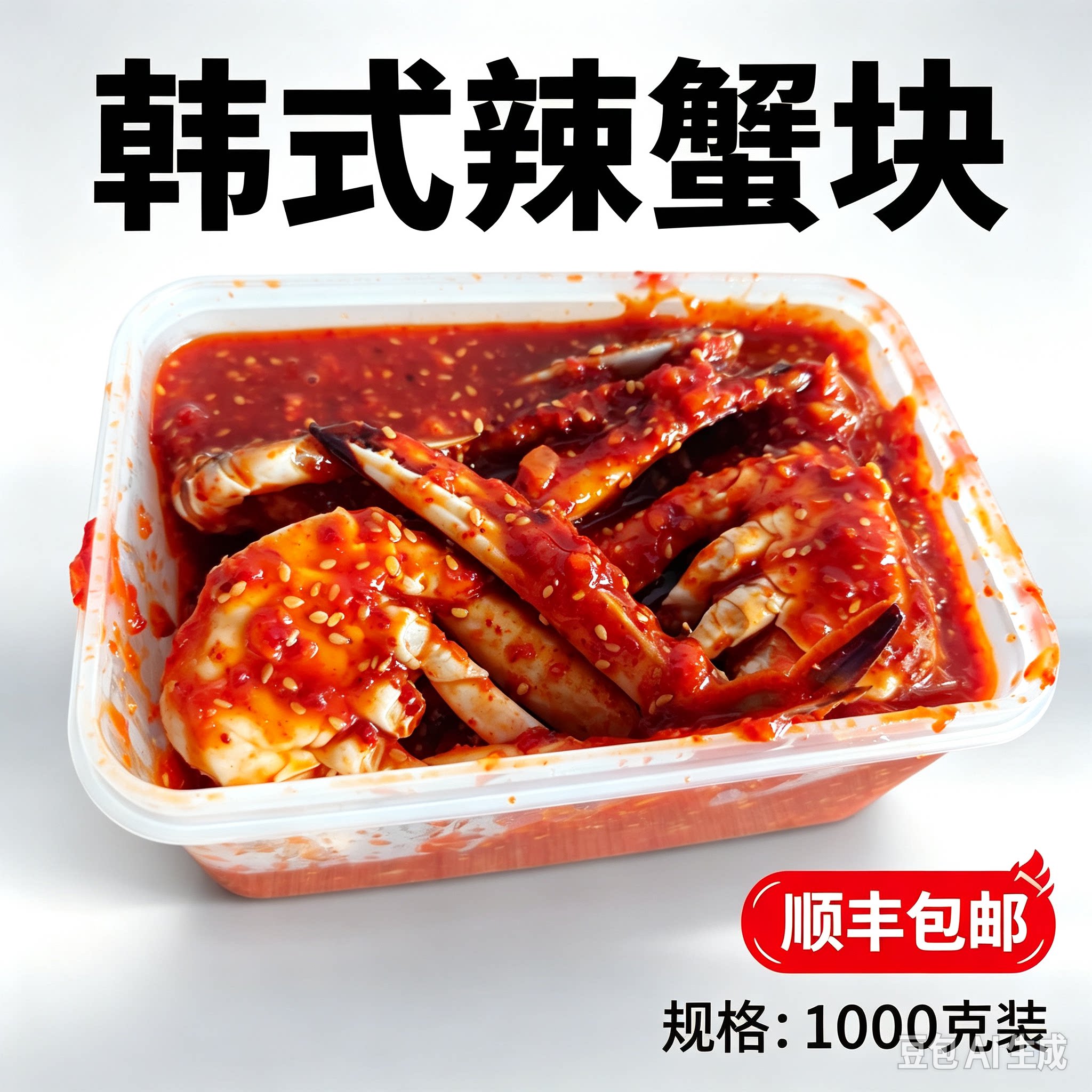 韩式生腌酱蟹梭子蟹韩国辣酱蟹香辣蟹生呛蟹海鲜红膏冻蟹1000克装