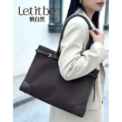 Let it be帆布单肩斜挎尼龙hobo包日常上班通勤小包