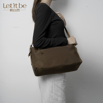 Let it be帆布单肩斜挎尼龙hobo包日常上班通勤小包