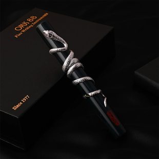现货OPUS88/Snake十二生肖蛇纯银镀铂金金属饰Black黑色吸墨钢笔